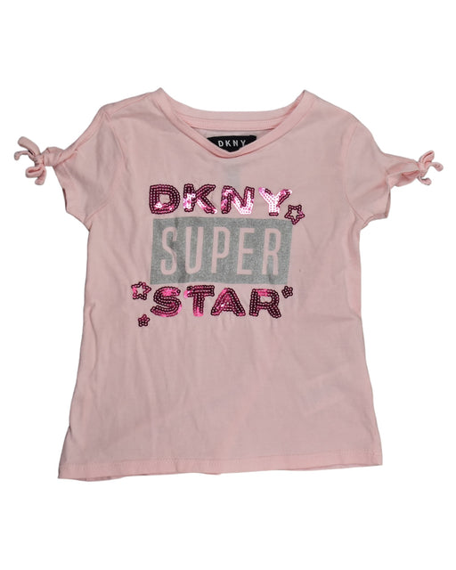 A Pink Short Sleeve Tops from DKNY in size 2T for girl. (Front View)