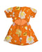 A Orange Short Sleeve Dresses from Our Mini Nature in size 7Y for girl. (Back View)
