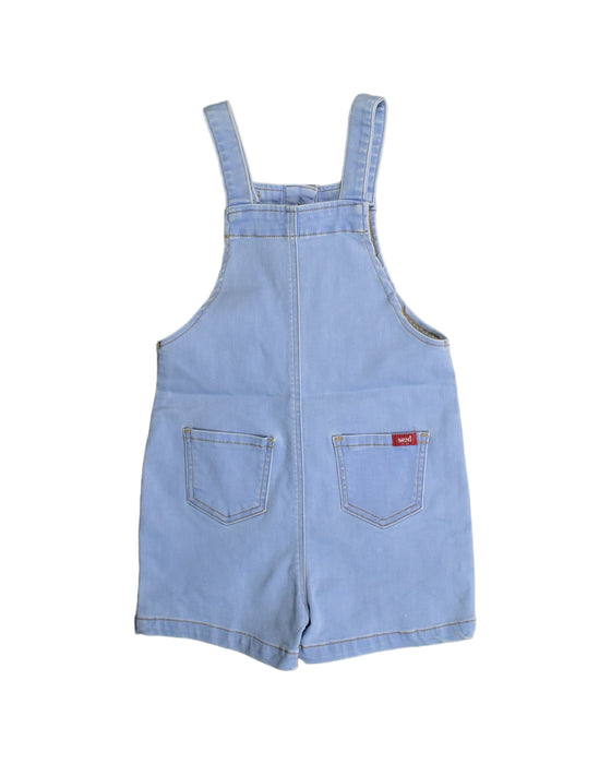 A Blue Overall Shorts from Seed in size 6T for girl. (Back View)