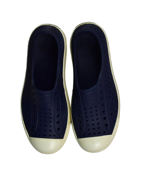 A Blue Slip Ons from Native Shoes in size 11Y for boy. (Back View)