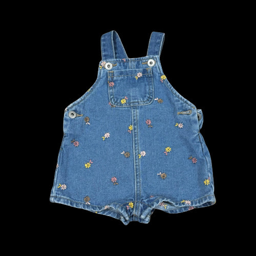 A Blue Overall Shorts from Seed in size 3-6M for girl. (Front View)