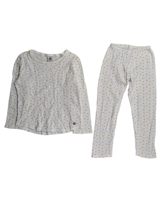 A White Pyjama Sets from Petit Bateau in size 4T for girl. (Front View)