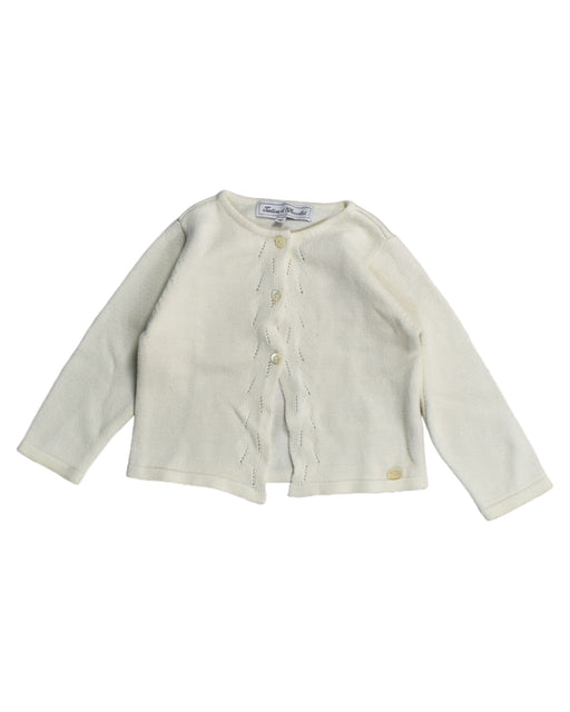 A White Cardigans from Tartine et Chocolat in size 12-18M for girl. (Front View)