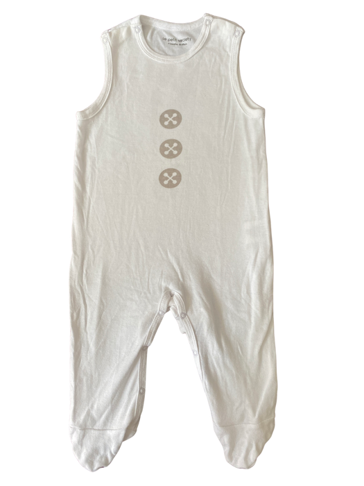 A White Sleeveless Jumpsuits from Le Petit Society in size 6-12M for neutral. (Front View)