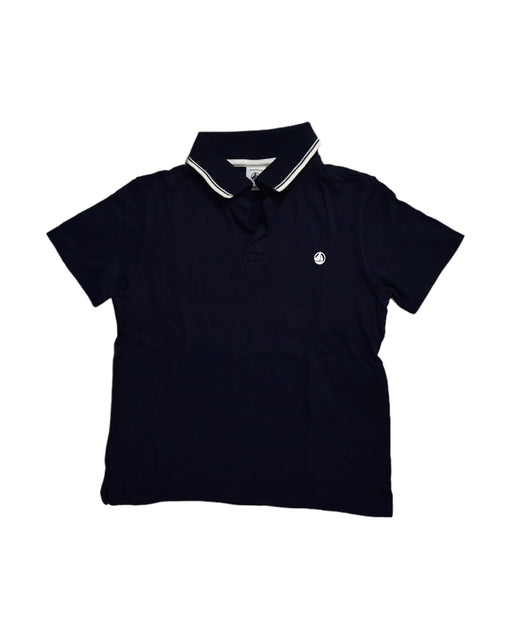 A Blue Short Sleeve Polos from Petit Bateau in size 6T for boy. (Front View)