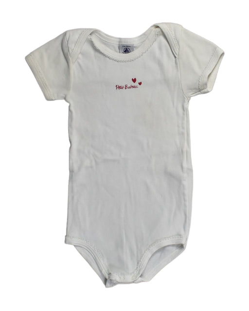 A White Bodysuits from Petit Bateau in size 18-24M for girl. (Front View)