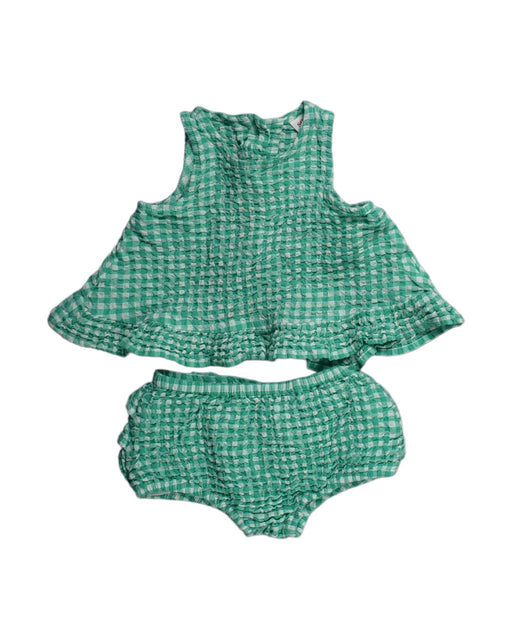 A Green Shorts Sets from Seed in size 12-18M for girl. (Front View)