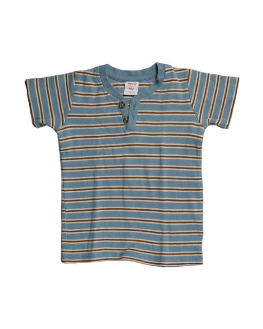 A Blue Short Sleeve Tops from Seed in size 12-18M for boy. (Front View)