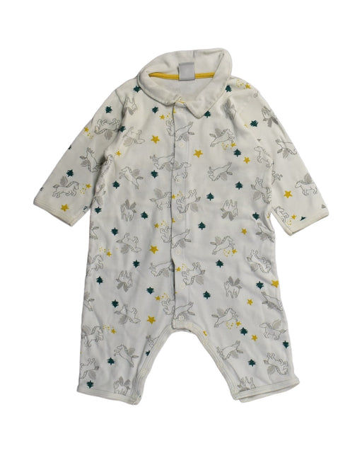 A White Rompers from Petit Bateau in size 3-6M for boy. (Front View)