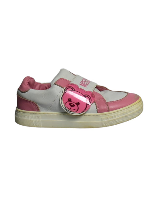 A Pink Sneakers from Moschino in size 6T for girl. (Front View)