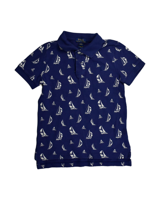 A Blue Short Sleeve Polos from Polo Ralph Lauren in size 5T for boy. (Front View)