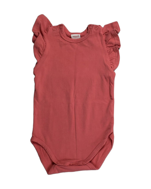 A Red Bodysuits from Seed in size 3-6M for girl. (Front View)