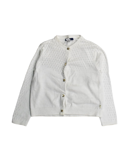 A White Cardigans from Okaïdi in size 6T for girl. (Front View)