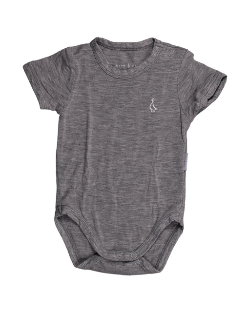 A Grey Short Sleeve Bodysuits from Raph and Remy in size Newborn for neutral. (Front View)