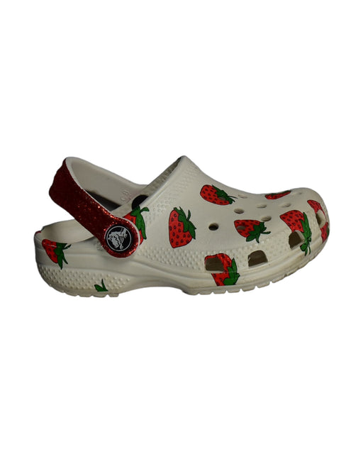 A White Sandals from Crocs in size 3T for girl. (Front View)