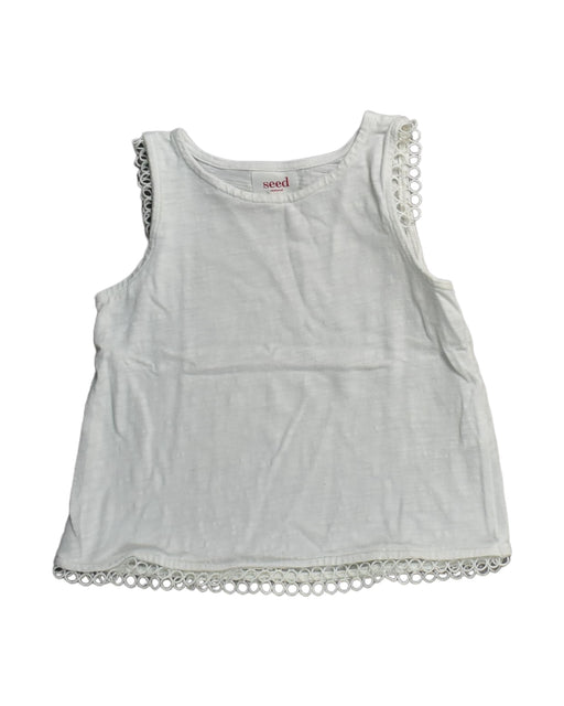 A White Sleeveless Tops from Seed in size 3T for girl. (Front View)