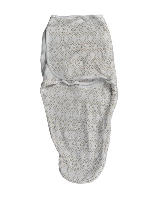 A White Sleepsacs from Aden & Anais in size 0-3M for neutral. (Front View)