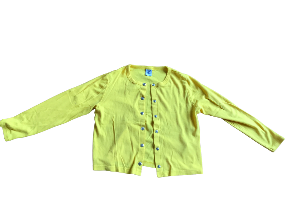 A Yellow Cardigans from Petit Bateau in size 8Y for girl. (Front View)