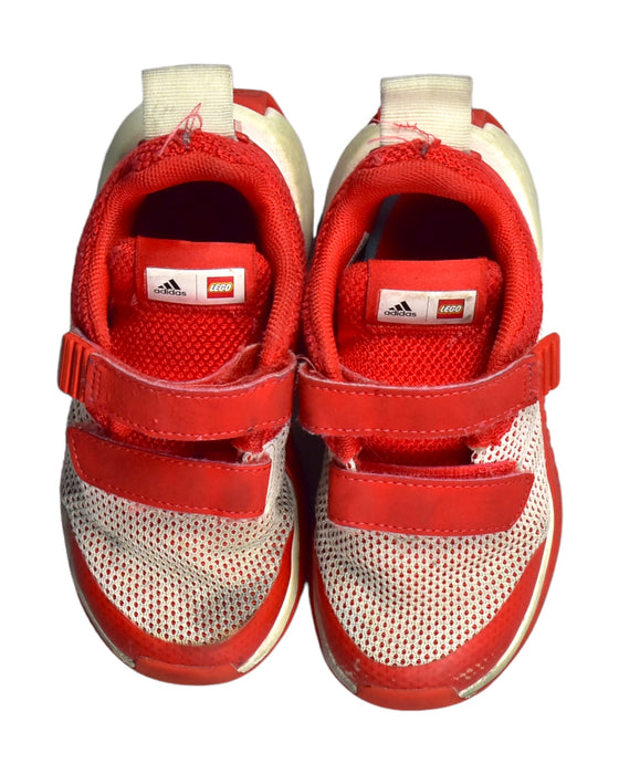 A Red Sneakers from Adidas in size 3T for boy. (Back View)