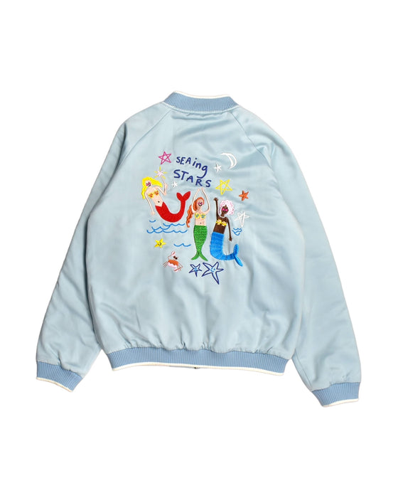 A Blue Lightweight Jackets from Stella McCartney in size 12Y for girl. (Back View)