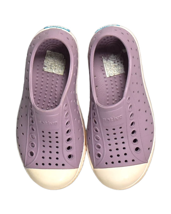A Purple Slip Ons from Native Shoes in size 3T for girl. (Back View)