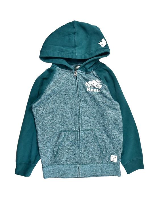 A Green Lightweight Jackets from Roots in size 10Y for boy. (Front View)