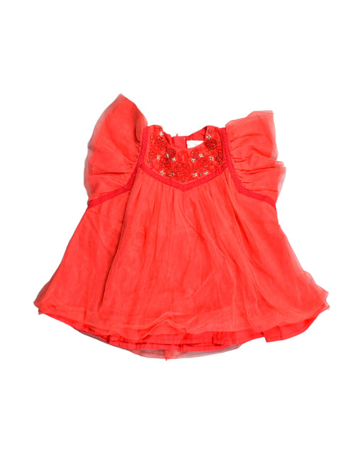 A Red Short Sleeve Dresses from Chateau de Sable in size 6-12M for girl. (Front View)