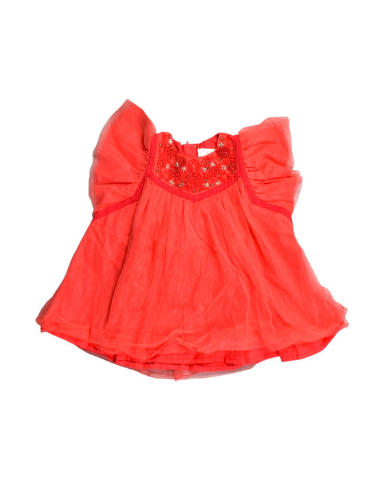 A Red Short Sleeve Dresses from Chateau de Sable in size 6-12M for girl. (Front View)