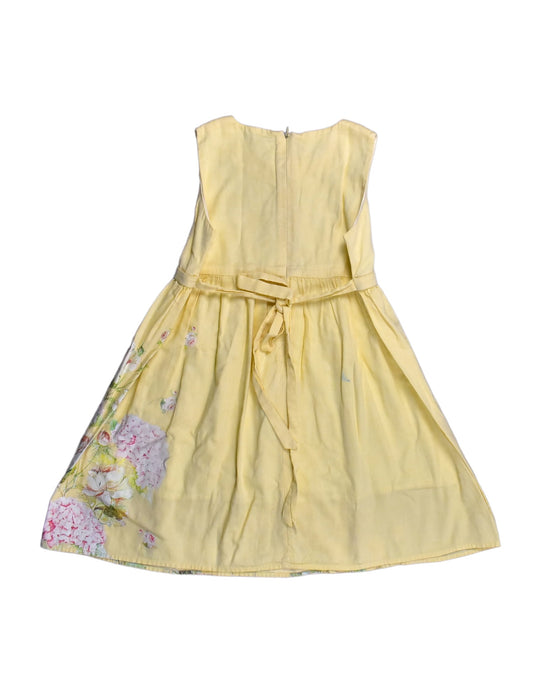 A Yellow Sleeveless Dresses from Lovely Lace Baby in size 4T for girl. (Back View)