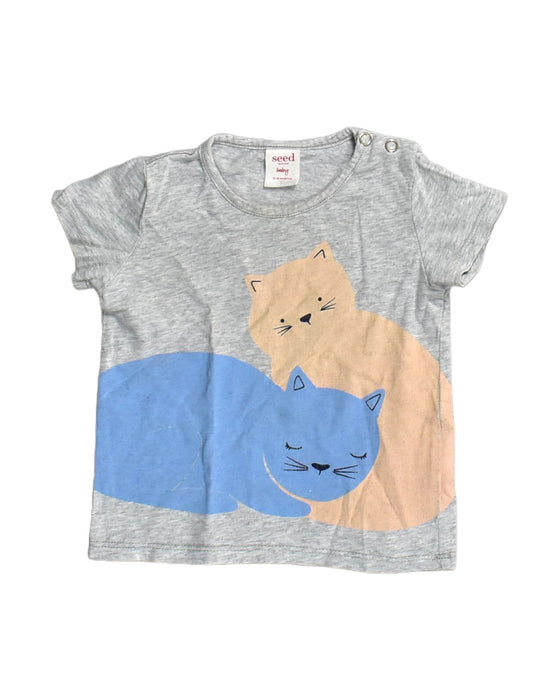 A Grey Short Sleeve Tops from Seed in size 12-18M for boy. (Front View)