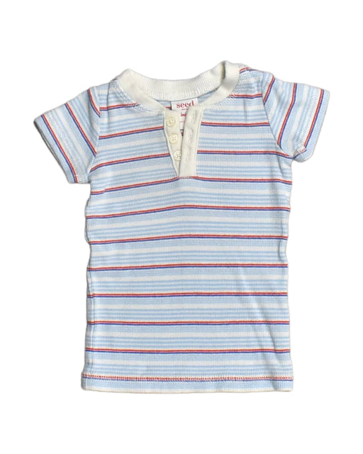A Blue Short Sleeve Tops from Seed in size 0-3M for girl. (Front View)