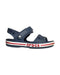 A Blue Sandals from Crocs in size 3T for boy. (Front View)