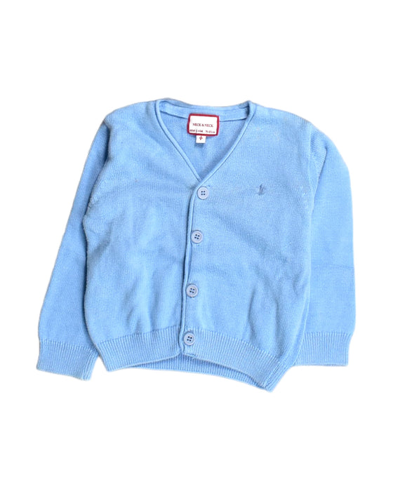 A Blue Cardigans from Neck & Neck in size 18-24M for girl. (Front View)