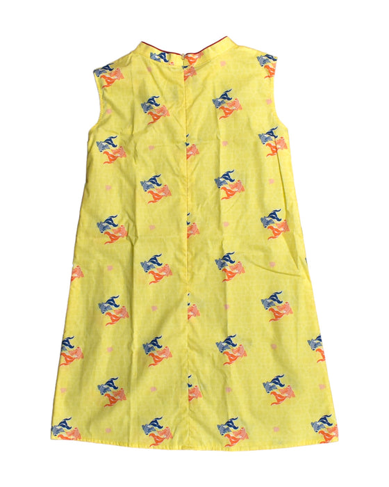 A Yellow Sleeveless Dresses from Maison Q in size 10Y for girl. (Back View)