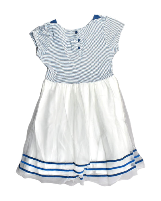 A Blue Sleeveless Dresses from Chateau de Sable in size 8Y for girl. (Back View)