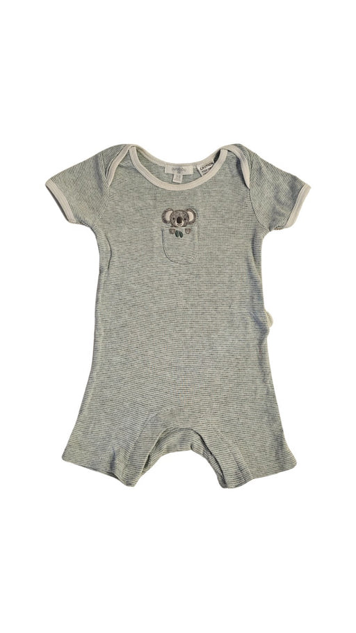 A White Short Sleeve Rompers from Purebaby in size 3-6M for neutral. (Front View)