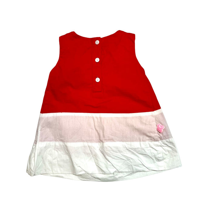 A Red Sleeveless Dresses from bloomB in size 0-3M for girl. (Back View)