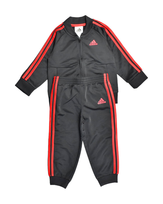 A Black Tracksuits from Adidas in size 12-18M for boy. (Front View)