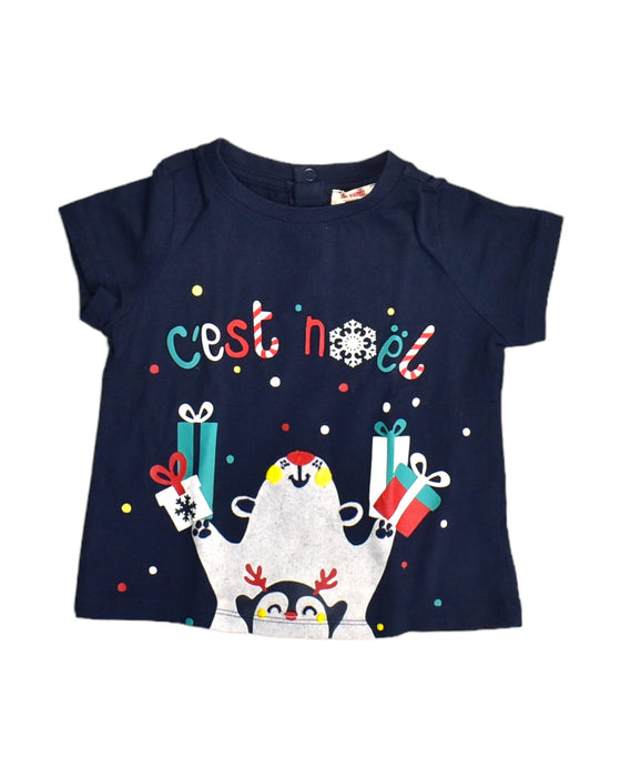 A Blue Short Sleeve Tops from Du Pareil au même in size 18-24M for girl. (Front View)