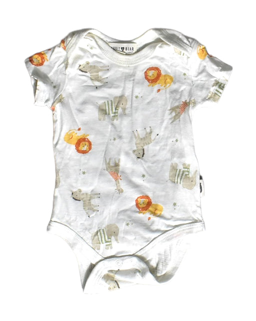 A White Short Sleeve Bodysuits from Rabbit + Bear in size 0-3M for girl. (Front View)