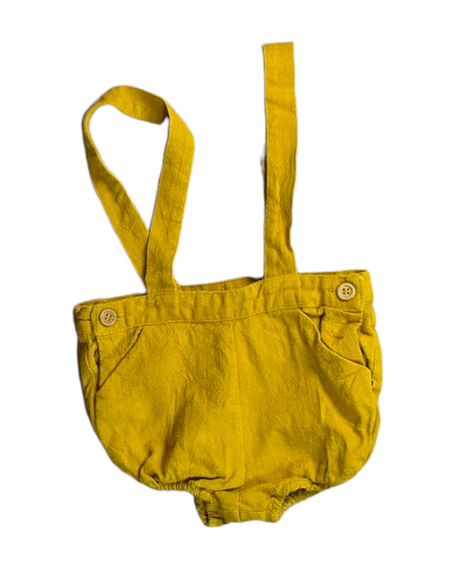 A Yellow Overall Shorts from Gocco in size 12-18M for girl. (Front View)