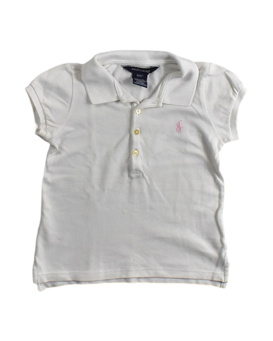 A White Short Sleeve Polos from Ralph Lauren in size 4T for girl. (Front View)