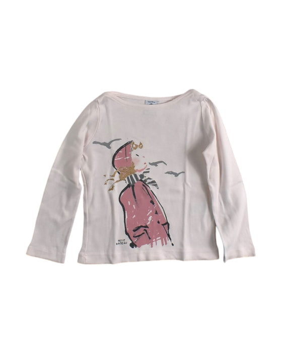 A Pink Long Sleeve Tops from Petit Bateau in size 3T for girl. (Front View)