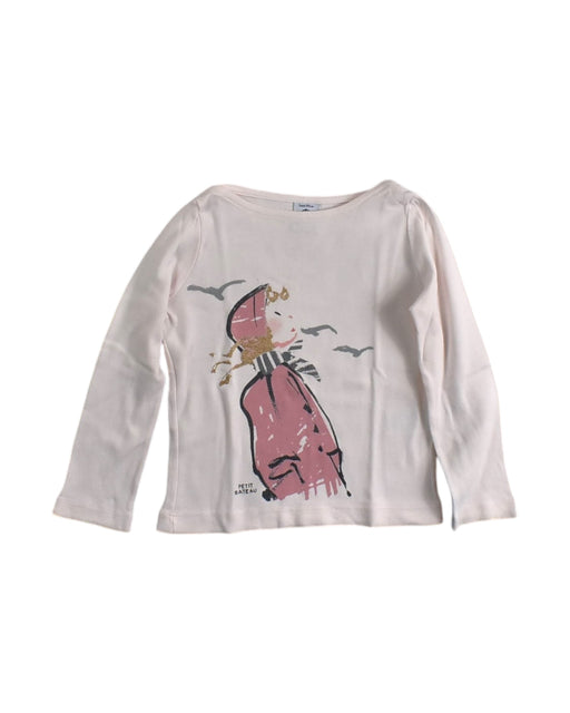 A Pink Long Sleeve Tops from Petit Bateau in size 3T for girl. (Front View)
