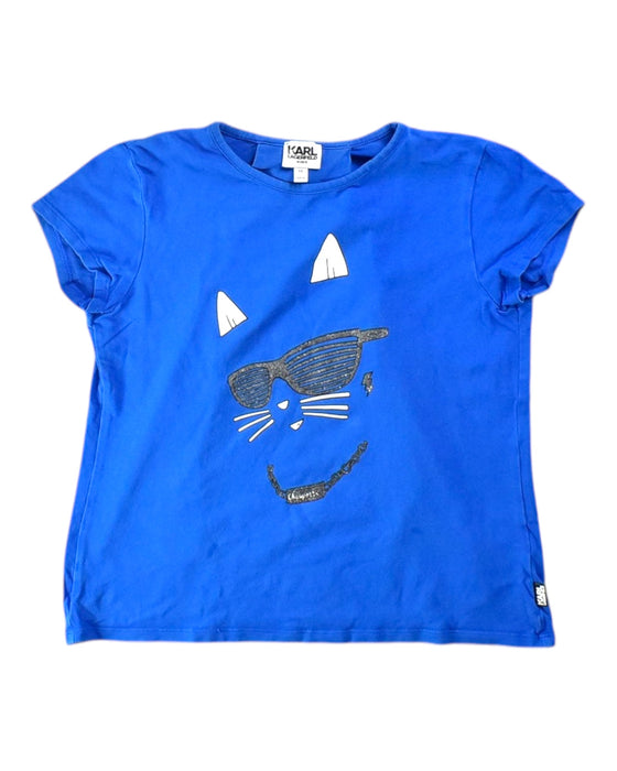 A Blue Short Sleeve T Shirts from Karl Lagerfeld in size 10Y for girl. (Front View)