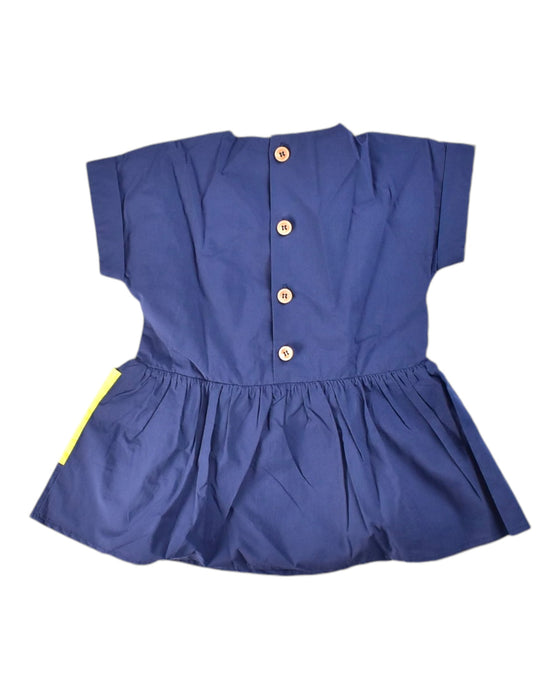 A Blue Short Sleeve Dresses from Our Mini Nature in size 2T for girl. (Back View)