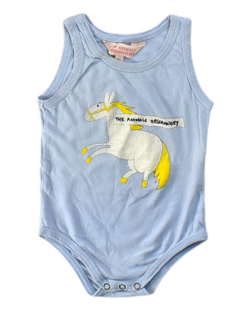 A Blue Sleeveless Bodysuits from The Animals Observatory in size 6-12M for boy. (Front View)