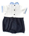 A White Short Sleeve Rompers from Armani in size 0-3M for girl. (Back View)