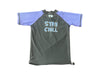 A Blue Rash Guards from TYR in size 4T for neutral. (Back View)