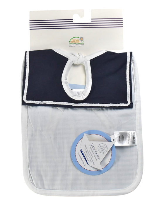 A Blue Bibs from Hansekind in size O/S for boy. (Back View)